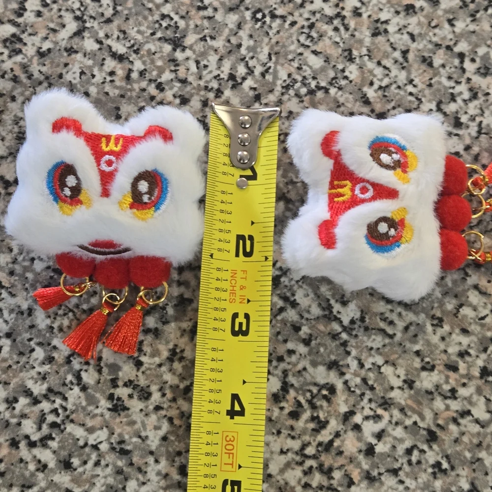 White and Red Furry Lion Hair Clips